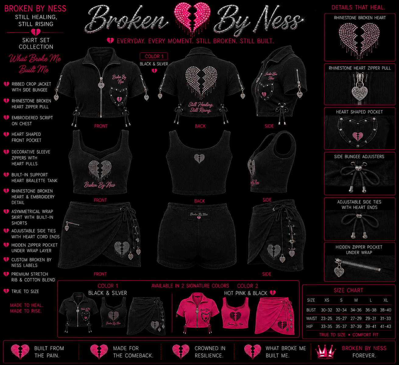 Broken By Ness “Still Healing, Still Rising” Skirt Set