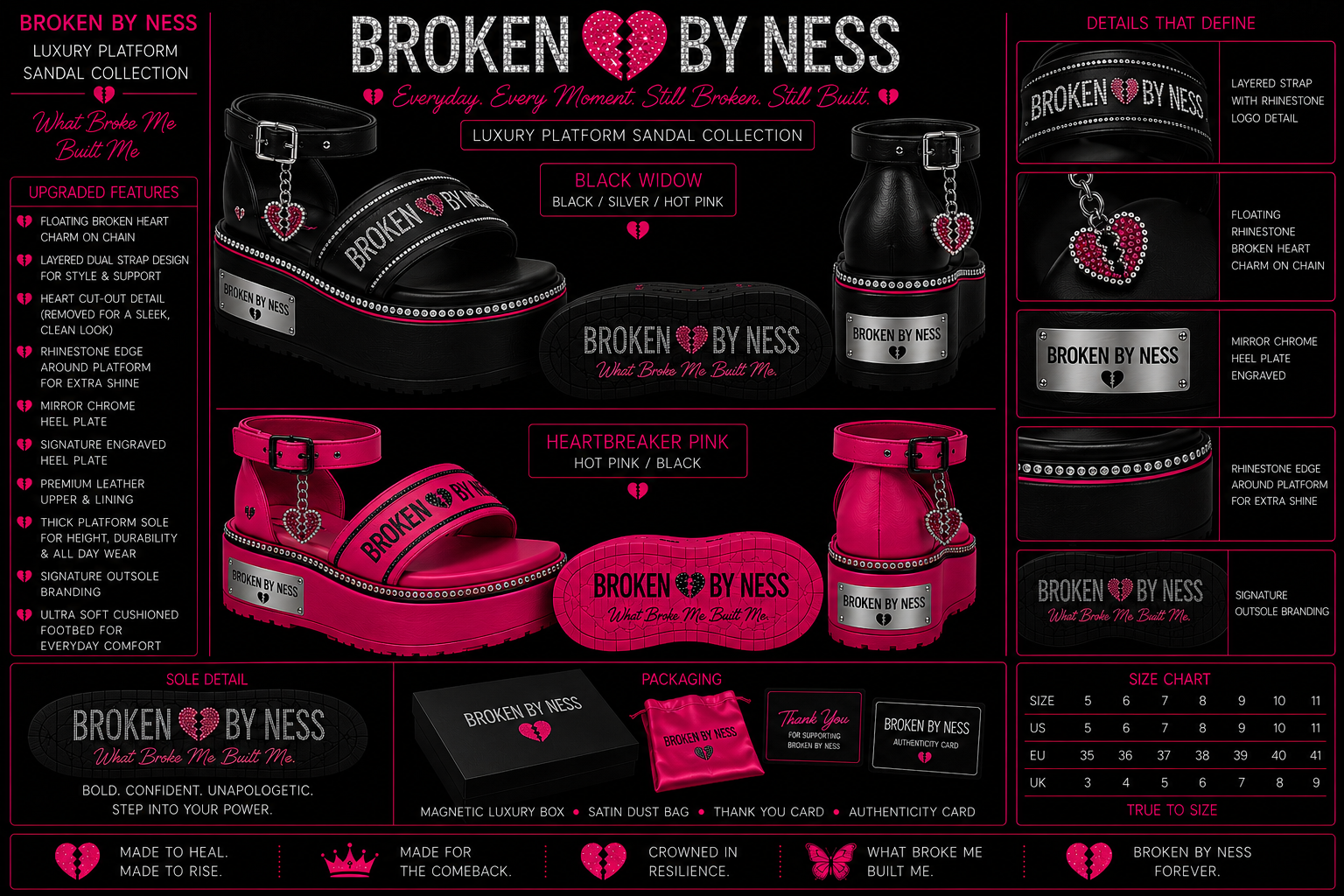 Broken By Ness Signature Heart Charm Platform Sandals