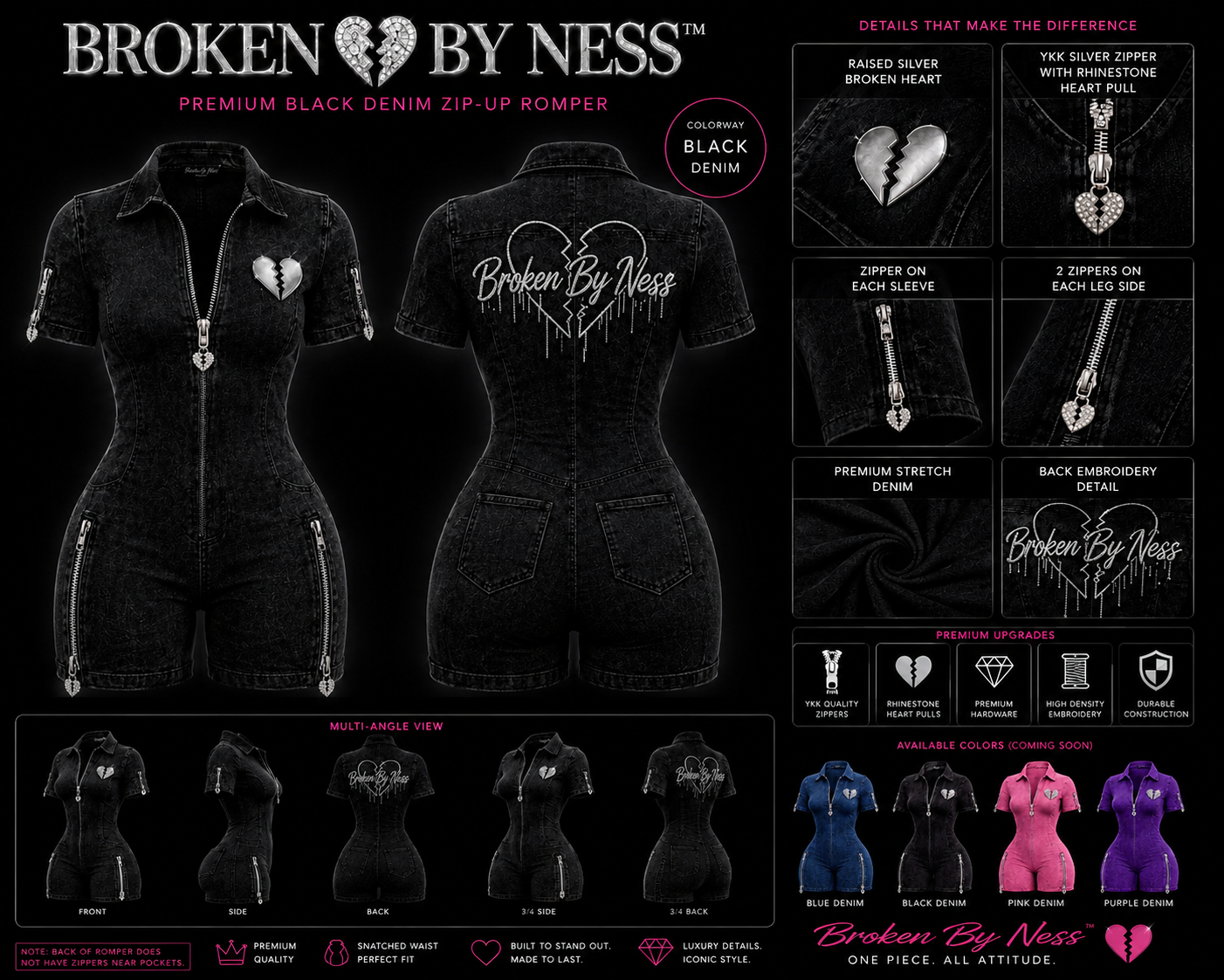 💔 Broken By Ness Heartbreaker Denim Romper